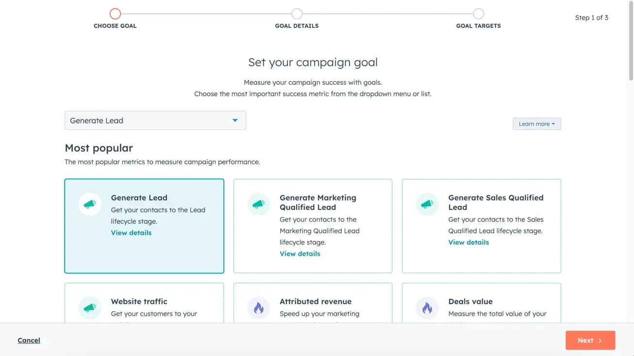 Optimise your HubSpot multi-channel campaigns by aligning with your campaign goals.